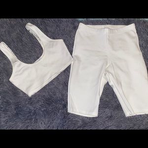 White bralette and biker short set